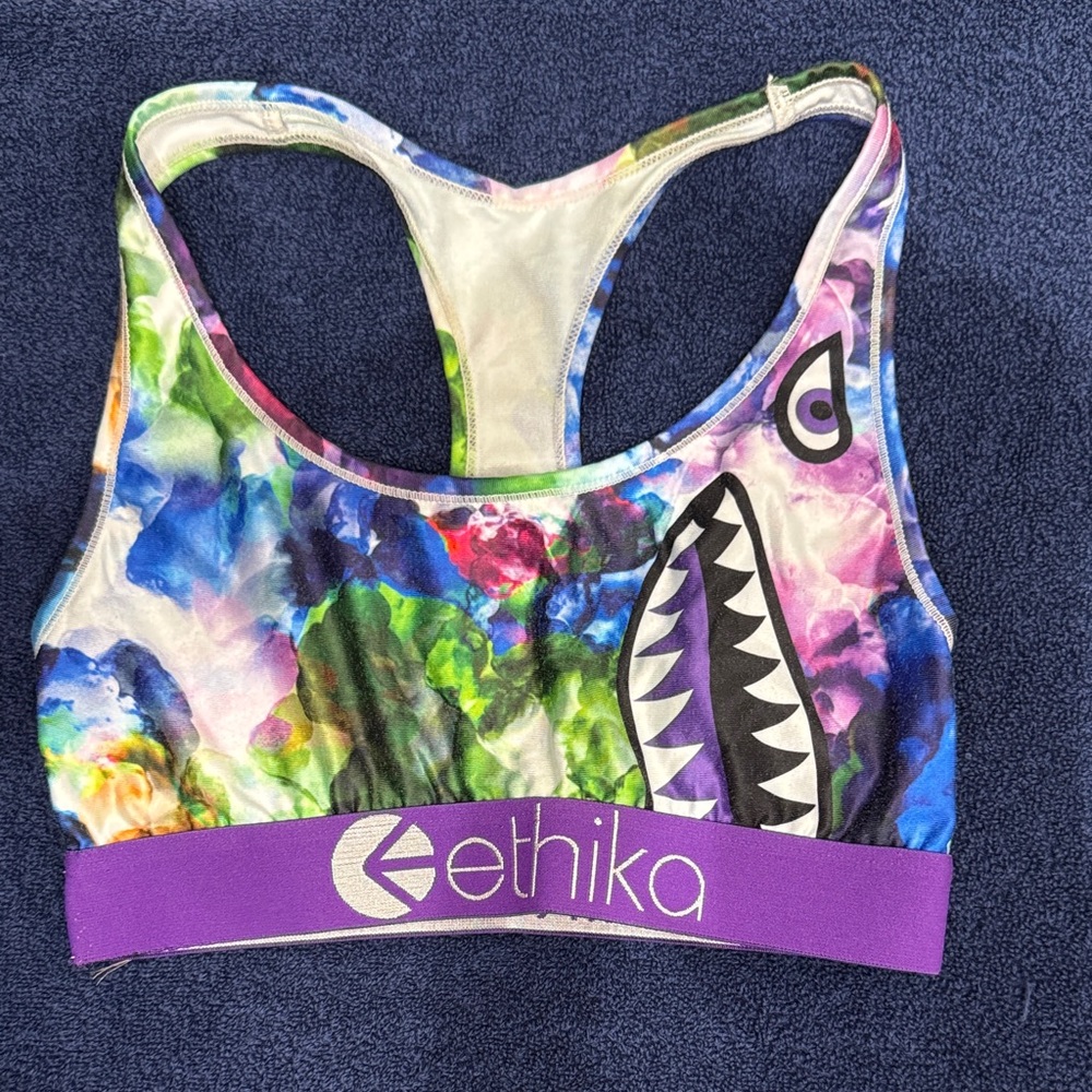 Ethika Multicolor Shark Graphic Sports Bra